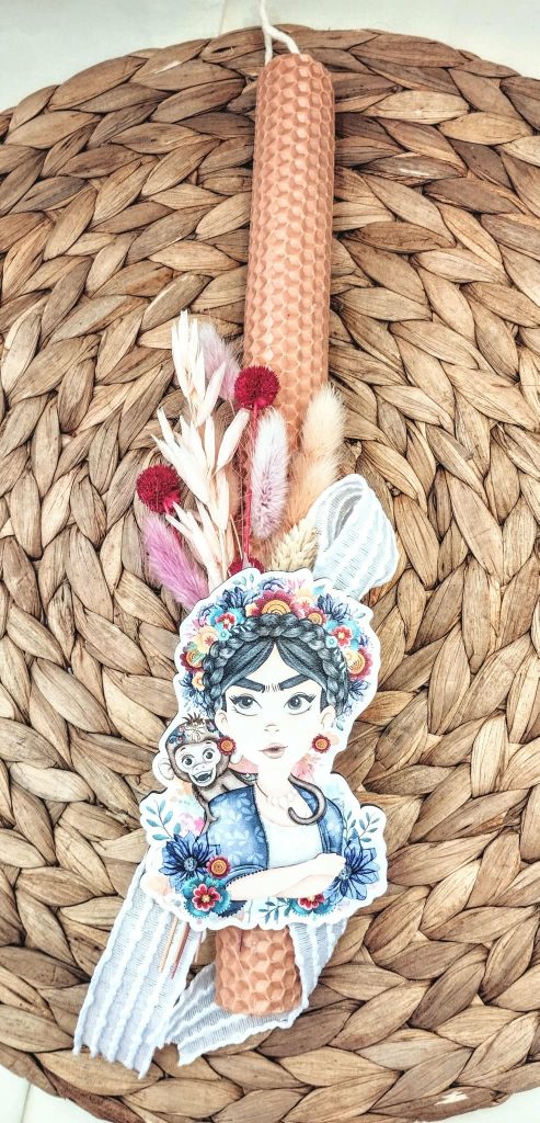 Λαμπάδα μελισσοκέρι χρωματιστό-Frida Kid-Χρώμα σομόν