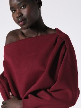 Μπλούζα φούτερ χνούδι με χαμόγελο -Bordeaux