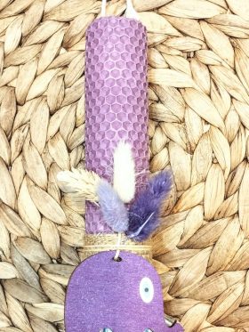 Λαμπάδα μελισσοκέρι χρωματιστό-Ελεφαντάκι-Χρώμα λιλά