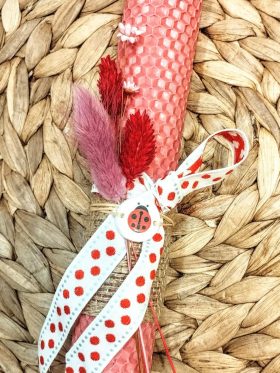 Λαμπάδα μελισσοκέρι χρωματιστό-Πασχαλίτσα-Χρώμα ροζ