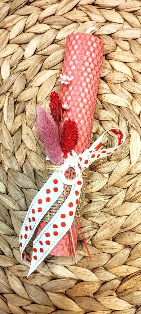 Λαμπάδα μελισσοκέρι χρωματιστό-Πασχαλίτσα-Χρώμα ροζ