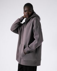 Ζακέτα φούτερ χνούδι oversized-ανθρακί