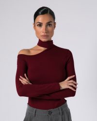 Μπλούζα μακρυμάνικη viscose - Μπορντό