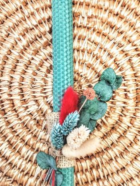 Αποξηραμένα φυσικά άνθη-Λαμπάδα μελισσοκέρι χρωματιστό -Χρώμα βεραμάν