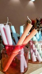 Λαμπάδα ριγέ από φυτικό κερί-Χωρίς στολισμό