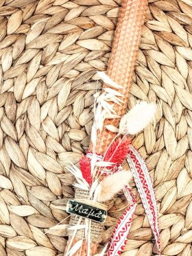 Λαμπάδα μελισσοκέρι-"Μαμά"-Χρώμα σομόν