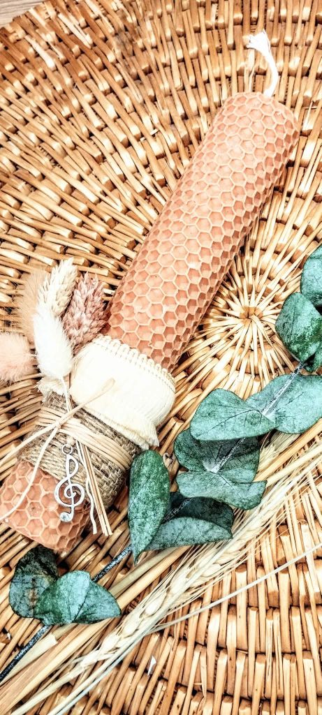 Λαμπάδα μελισσοκέρι χρωματιστό-Κλειδί του Σολ-Χρώμα σομόν