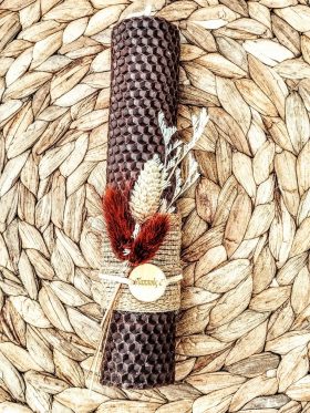 "Παππούς"-Λαμπάδα μελισσοκέρι χρωματιστό-Χρώμα καφέ