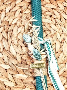 Λαμπάδα μελισσοκέρι-"Μπαμπάς"-Χρώμα βεραμάν