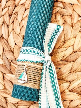 Λαμπάδα μελισσοκέρι χρωματιστό-Καραβάκι-Χρώμα πετρόλ