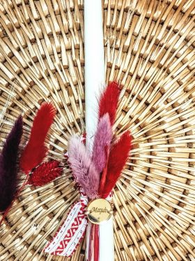 Λαμπάδα λευκή λεία από φυτικό κερί-¨Μαμά¨