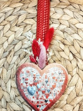 Λαμπάδα μελισσοκέρι χρωματιστό-Καρδιά-Χρώμα κόκκινο