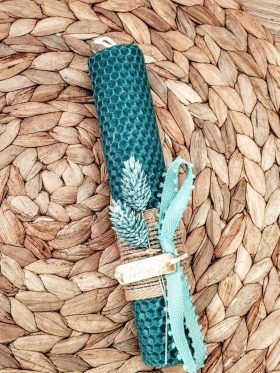 "Νονός" -Λαμπάδα μελισσοκέρι χρωματιστό- Χρώμα πετρόλ