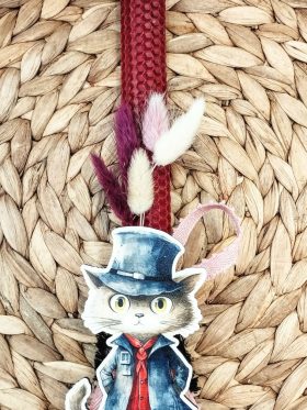 Λαμπάδα μελισσοκέρι-Γάτος ντέντεκτιβ-Χρώμα μπορντό