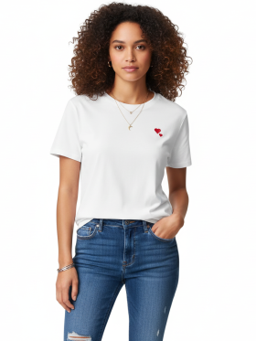 T-Shirt Καρδιές Βαμβακερό-Λευκό