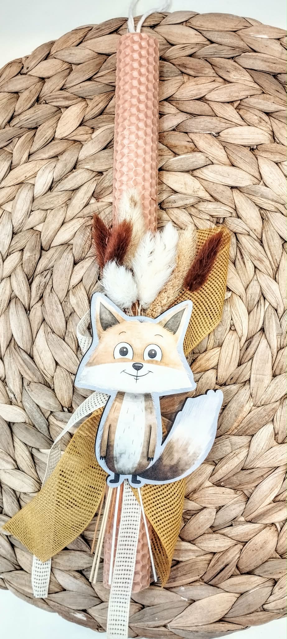 Λαμπάδα μελισσοκέρι-Αλεπού-Χρώμα σομόν