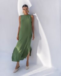 Φόρεμα μακρύ αμάνικο-Olive