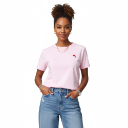 T-Shirt Καρδιές Βαμβακερό-Ροζ