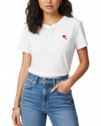 t-shirt λευκο με καρδια