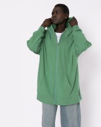 Ζακέτα oversized με κουκούλα-Πράσινο