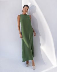 Φόρεμα μακρύ αμάνικο-Olive