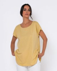 Μπλούζα κοντομάνικη βαμβακερή-Απαλό κίτρινο