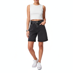 Shorts Jean High Waist με Ζώνη
