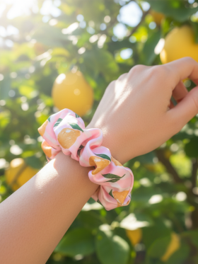Scrunchie Lemons-Ροζ