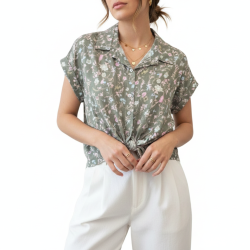 boho floral shirt-green