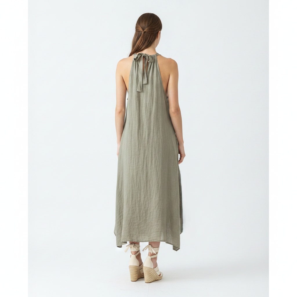 linen dress-chaki