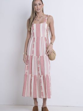 Boho κεντητό φόρεμα maxi με ανοιχτή πλάτη
