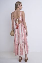 boho dress-red-white
