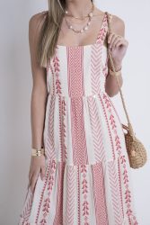 boho dress-red-white