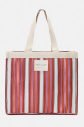 Τσάντα shopper ριγέ-Κόκκινο