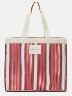 Τσάντα shopper ριγέ-Κόκκινο