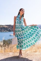 φορεμα αμανικο-σμαραγδι