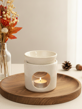 Αρωματιστής/Καυστήρας κεραμικός - Wax melter για ρεσώ - Κρεμ