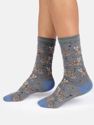 Womens Bengal Cat Bamboo Crew Socks