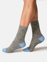 Womens Bengal Cat Bamboo Crew Socks