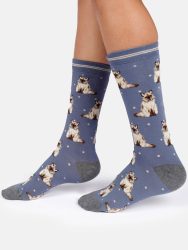 Womens Ragdoll Cat Bamboo Crew Socks