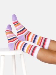 Womens Colourful Stripe Bamboo Crew Socks