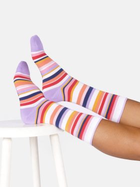 Womens Colourful Stripe Bamboo Crew Socks