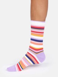 Womens Colourful Stripe Bamboo Crew Socks