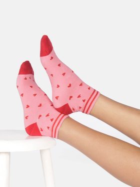 Womens Ditsy Heart Bamboo Ankle Socks