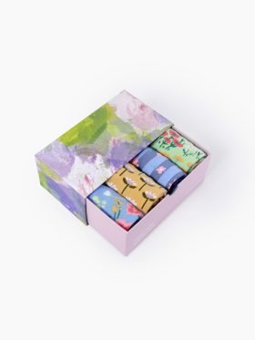 Womens Floral Organic Cotton Gift Box of 4 Socks