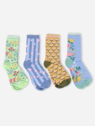 Womens Floral Organic Cotton Gift Box of 4 Socks