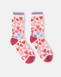 Womens Crinkle Texture Love Heart Bamboo Socks in a Box
