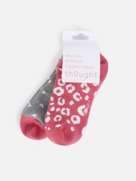Womens Heart Leopard Bamboo Trainer Socks 2 Pack