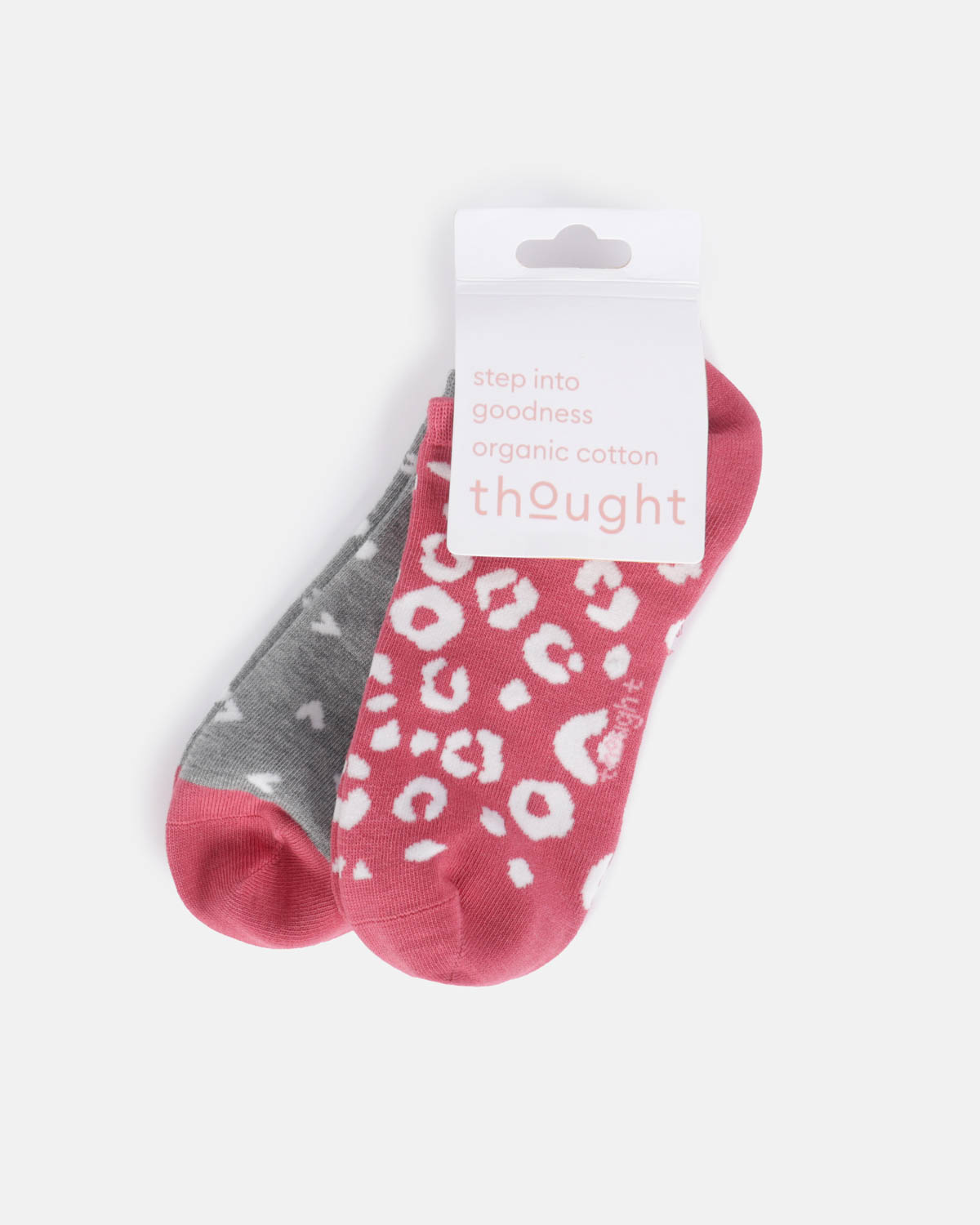 Womens Heart Leopard Bamboo Trainer Socks 2 Pack