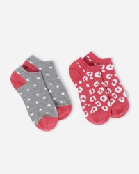 Womens Heart Leopard Bamboo Trainer Socks 2 Pack